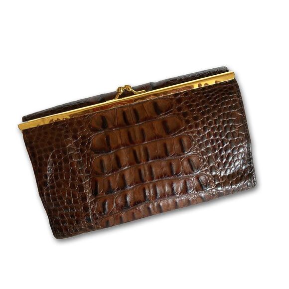 BRAHMIN | Tuscan Checkbook Clutch |  Brown/Black Croc Texture | NWOT - Picture 2 of 5